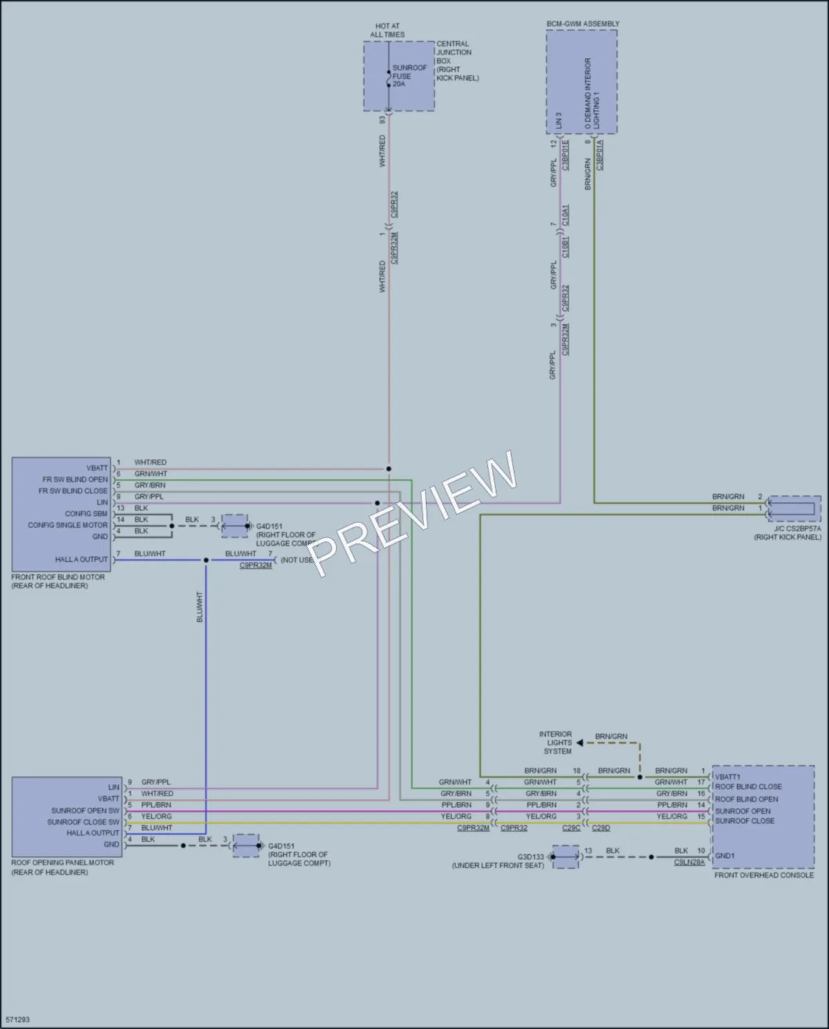 2017 Jaguar FPace Power Top Sunroof wiring diagram preview