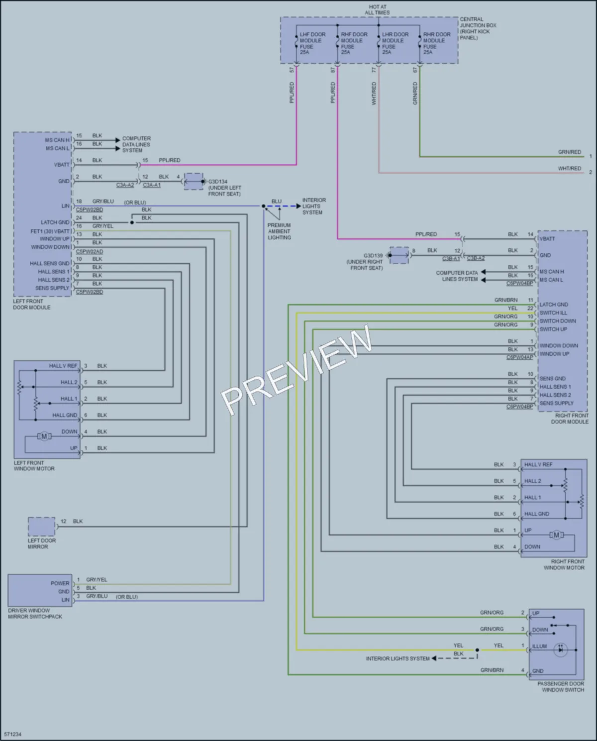 2017 Jaguar FPace Power Windows wiring diagram preview