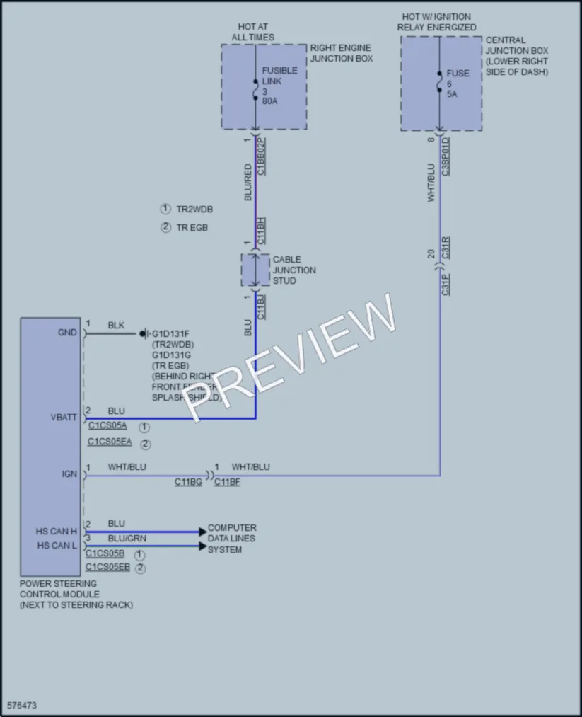 2017 Jaguar FType Electronic Power Steering wiring diagram preview