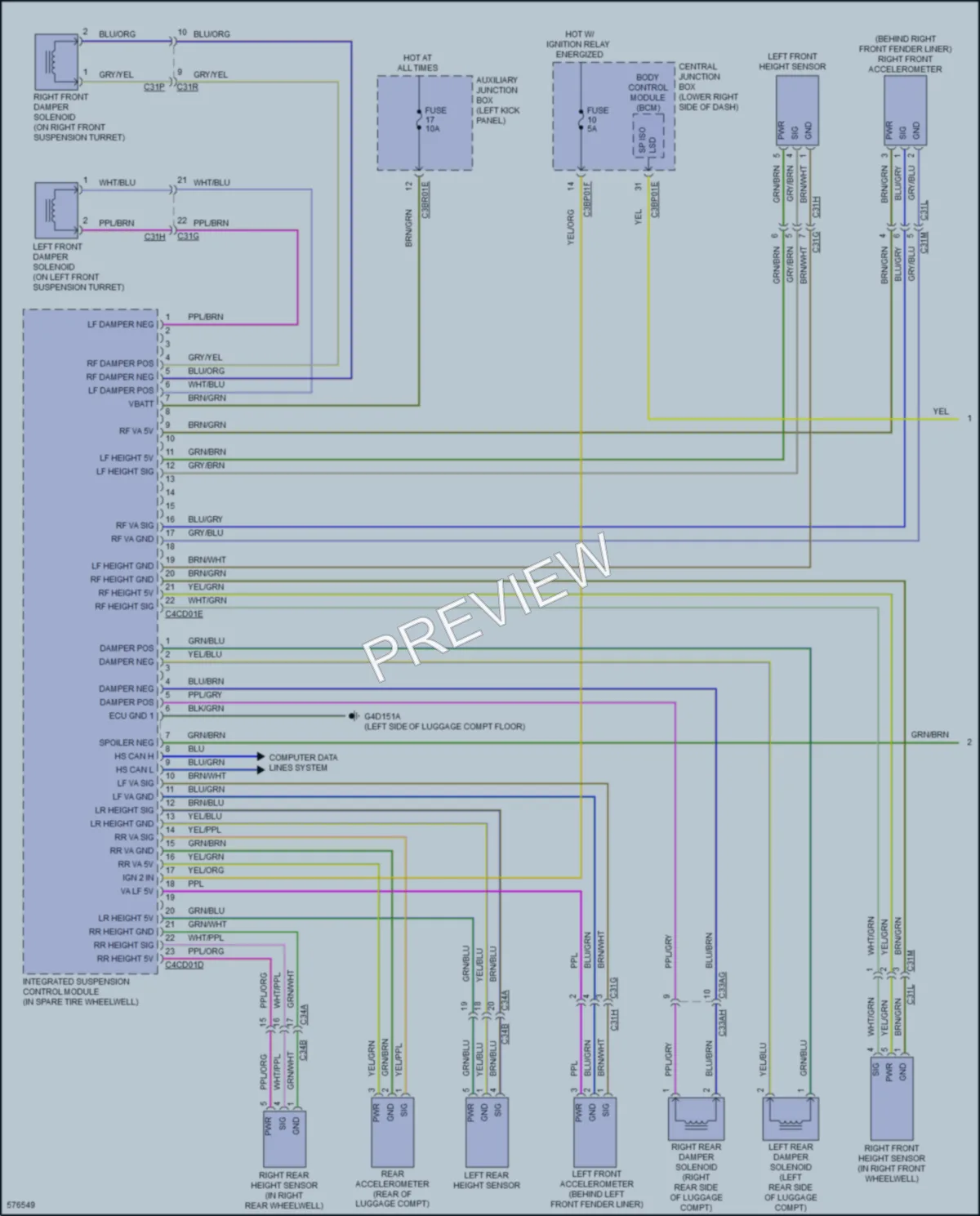 2017 Jaguar FType Electronic Suspension wiring diagram preview