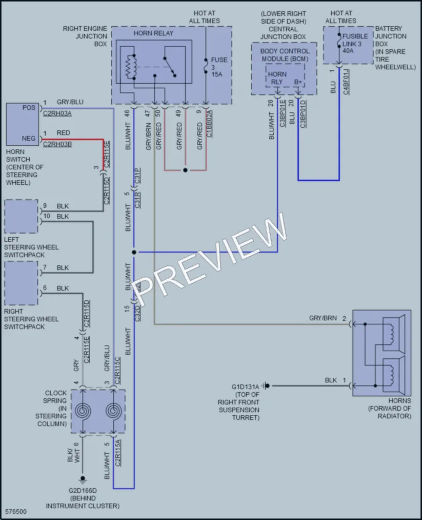 2017 Jaguar FType Horn wiring diagram preview