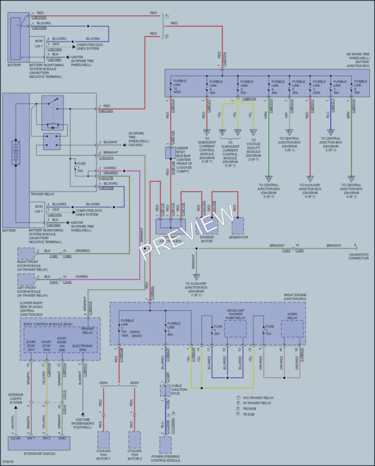 2017 Jaguar FType Power Distribution wiring diagram preview