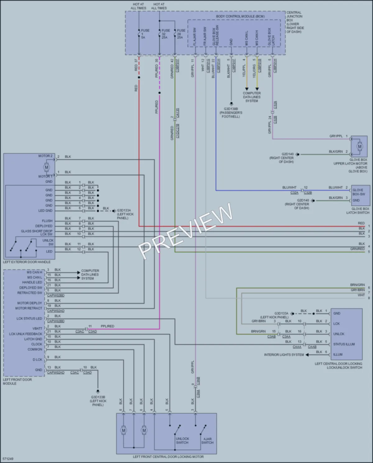 2017 Jaguar FType Power Door Locks wiring diagram preview