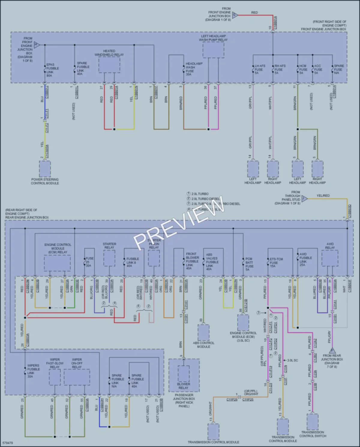2017 Jaguar XE Power Distribution wiring diagram preview