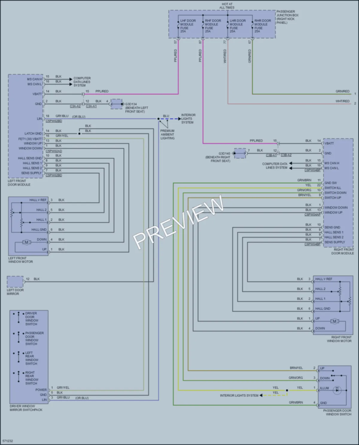 2017 Jaguar XE Power Windows wiring diagram preview