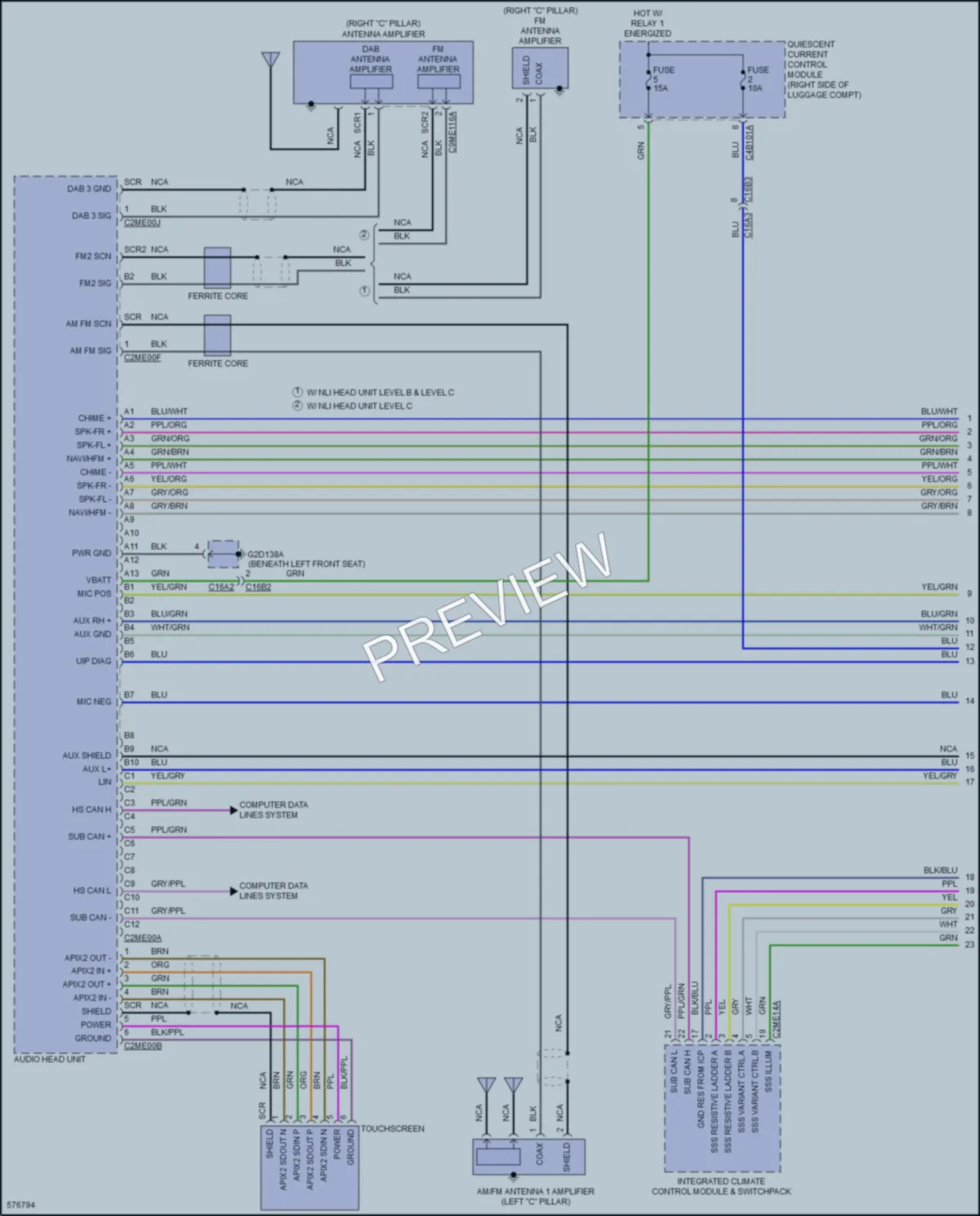 2017 Jaguar XE Radio wiring diagram preview