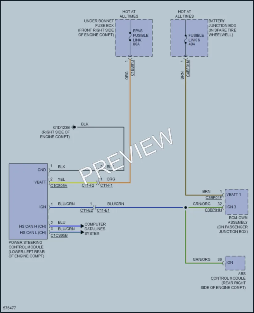 2017 Jaguar XF Electronic Power Steering wiring diagram preview