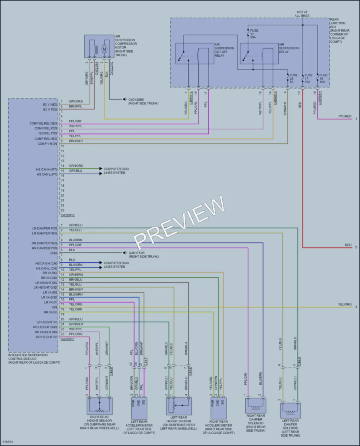 2017 Jaguar XJLSupercharged Electronic Suspension wiring diagram preview