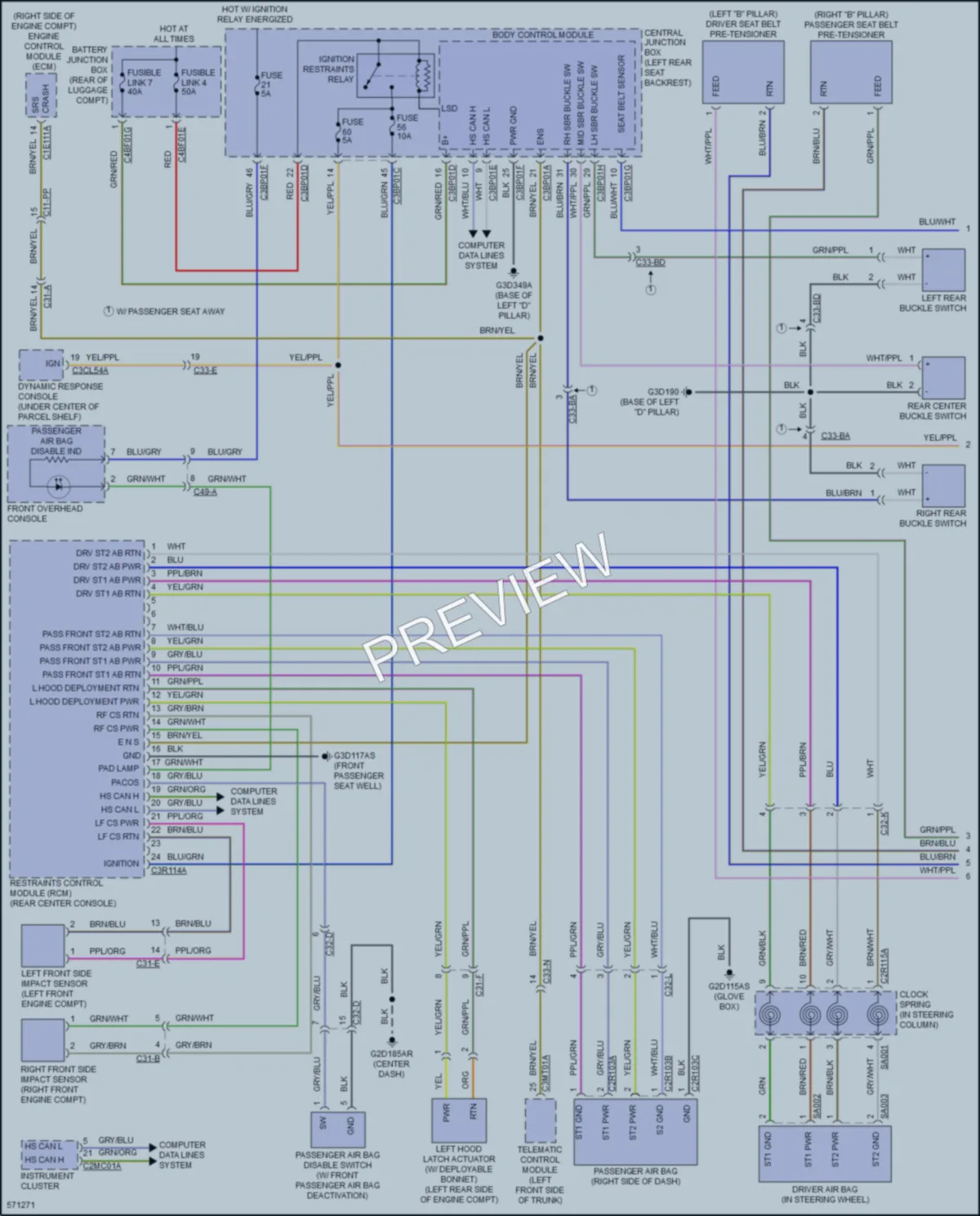 2017 Jaguar XJLSupercharged Supplemental Restraints wiring diagram preview