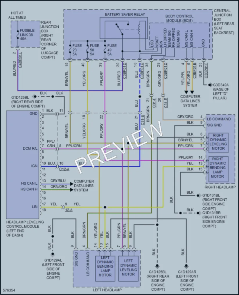 2017 Jaguar XJPortfolio Headlights wiring diagram preview
