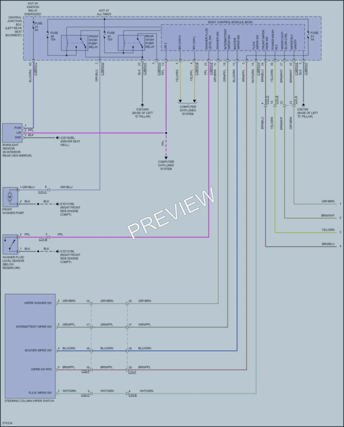 2017 Jaguar XJPortfolio Wiper Washer wiring diagram preview