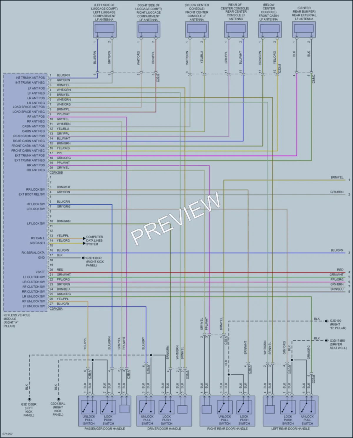 2017 Jaguar XJR Power Door Locks wiring diagram preview