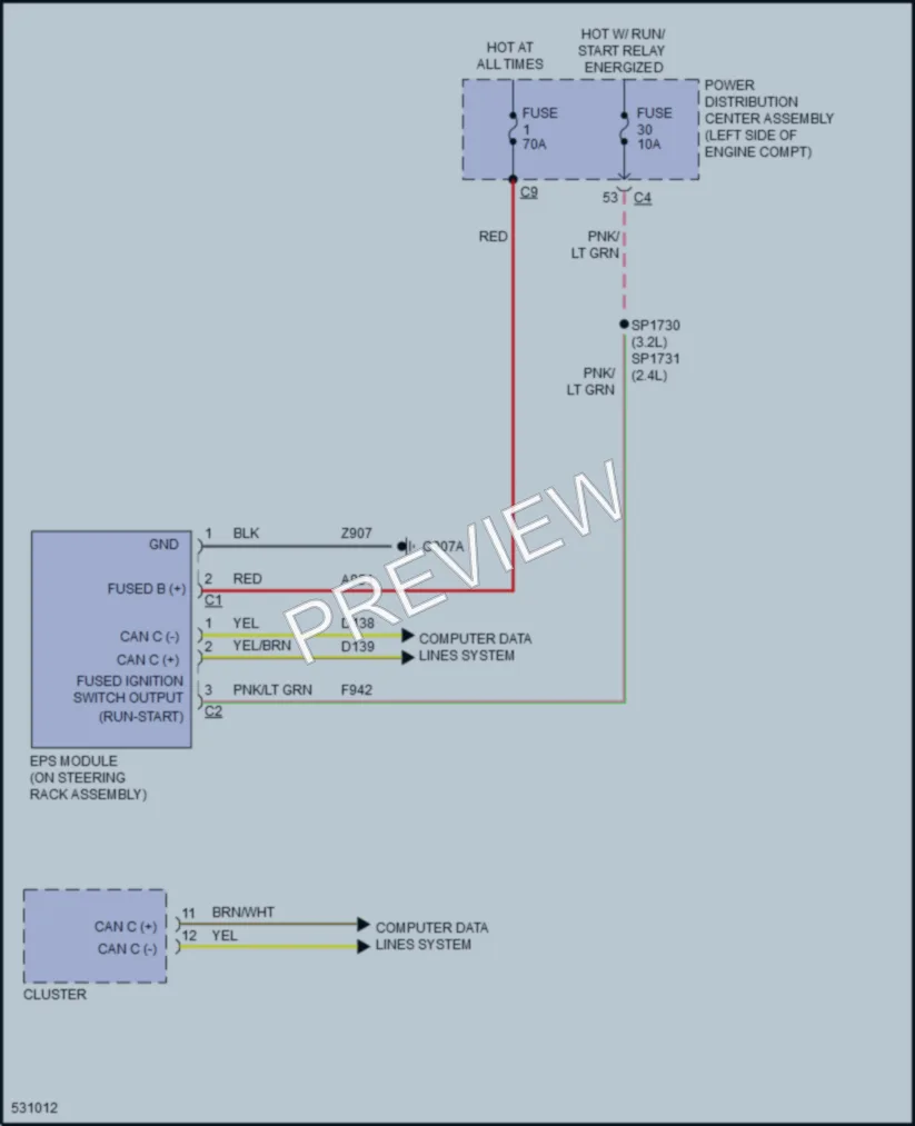 2017 Jeep Cherokee Electronic Power Steering wiring diagram preview