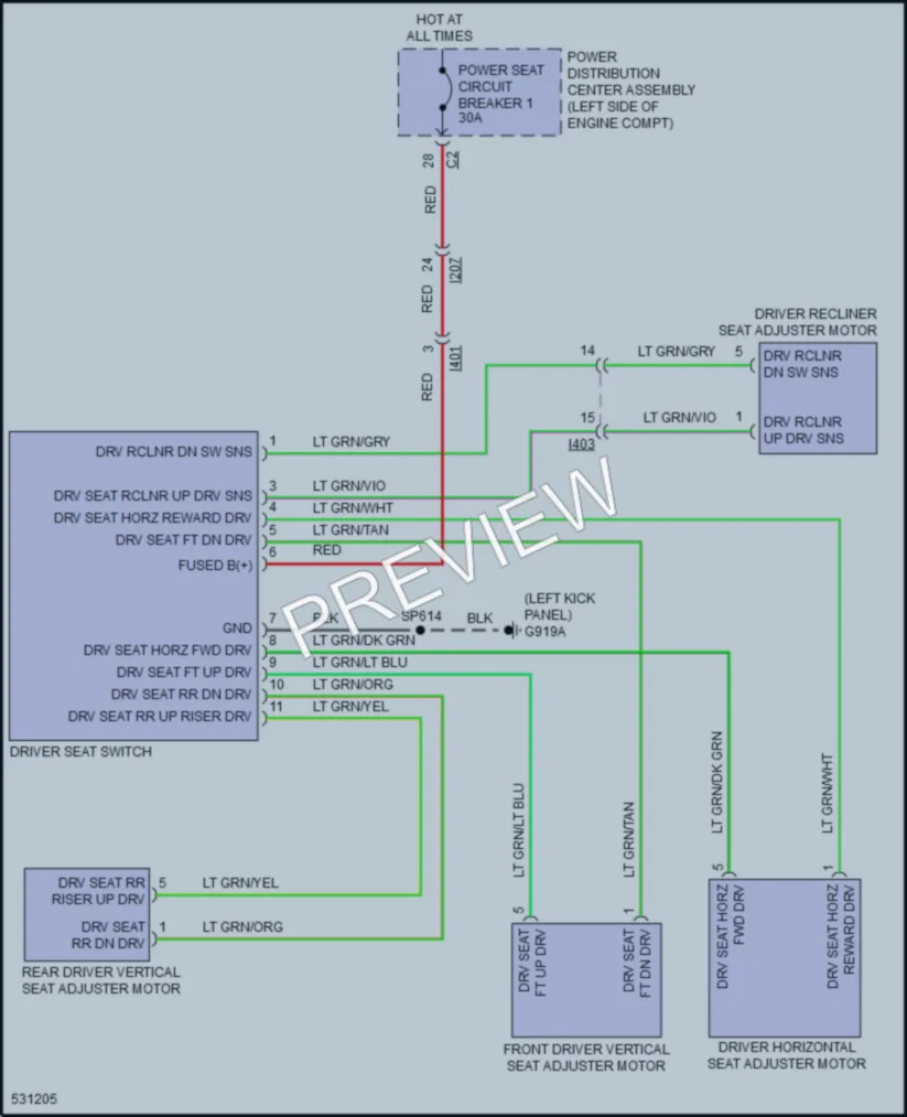 2017 Jeep Cherokee Power Seats wiring diagram preview