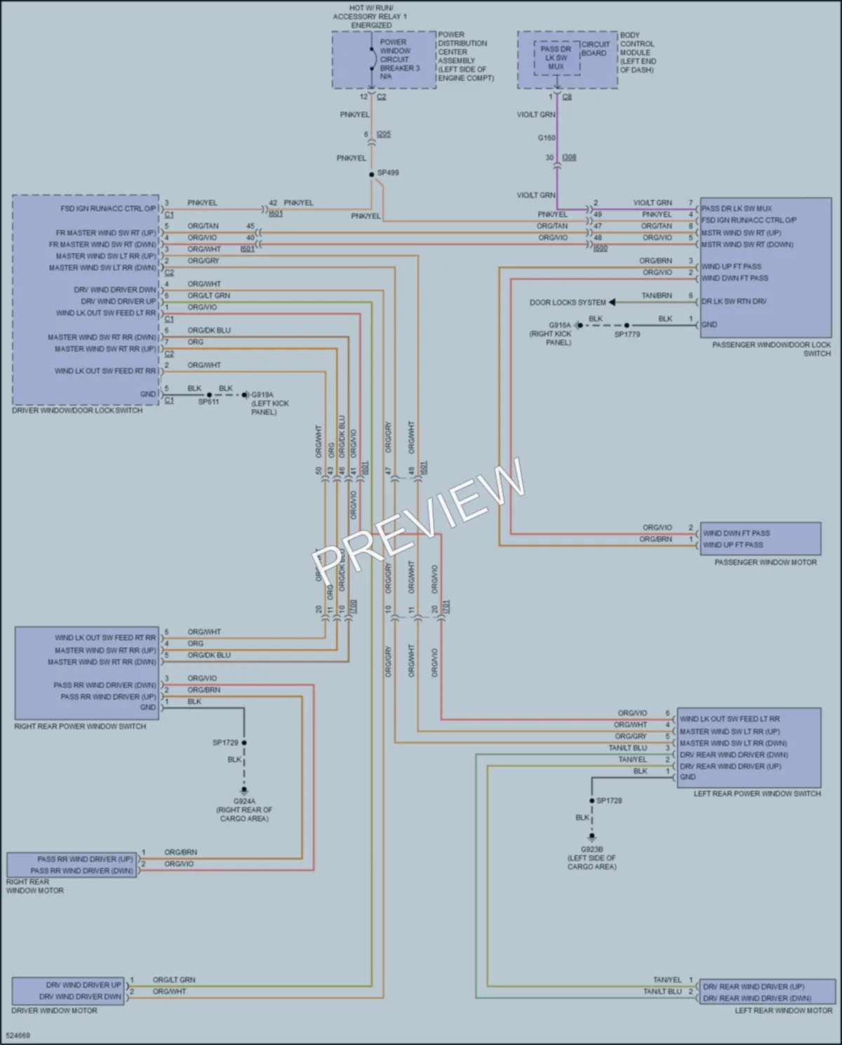 2017 Jeep Cherokee Power Windows wiring diagram preview
