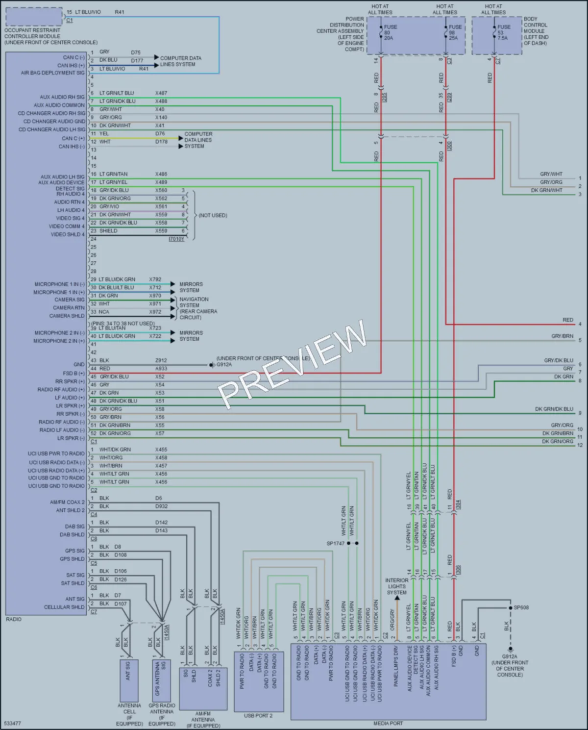 2017 Jeep Cherokee Radio wiring diagram preview