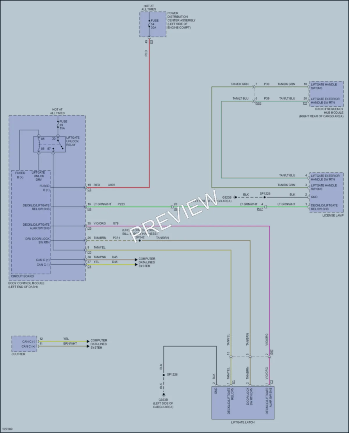 2017 Jeep Cherokee Trunk Tailgate Fuel Door wiring diagram preview