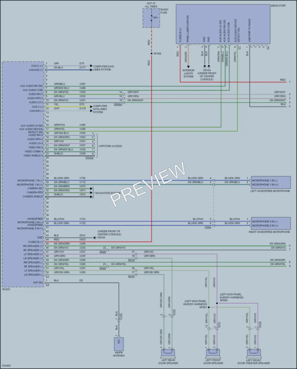 2017 Jeep GrandCherokee Radio wiring diagram preview