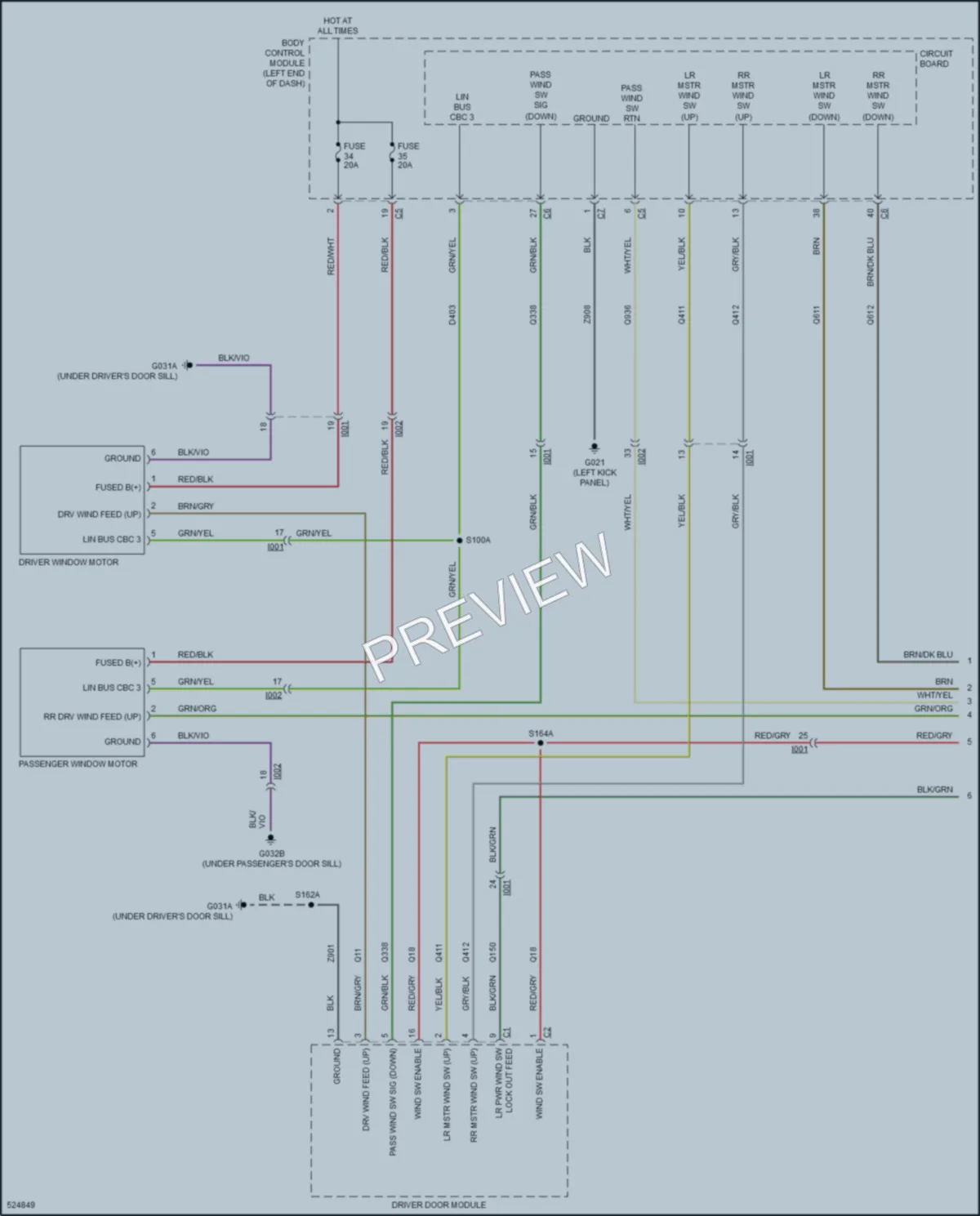 2017 Jeep Renegade Power Windows wiring diagram preview