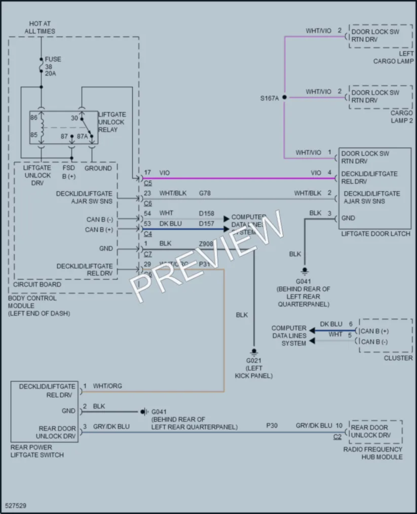 2017 Jeep Renegade Trunk Tailgate Fuel Door wiring diagram preview