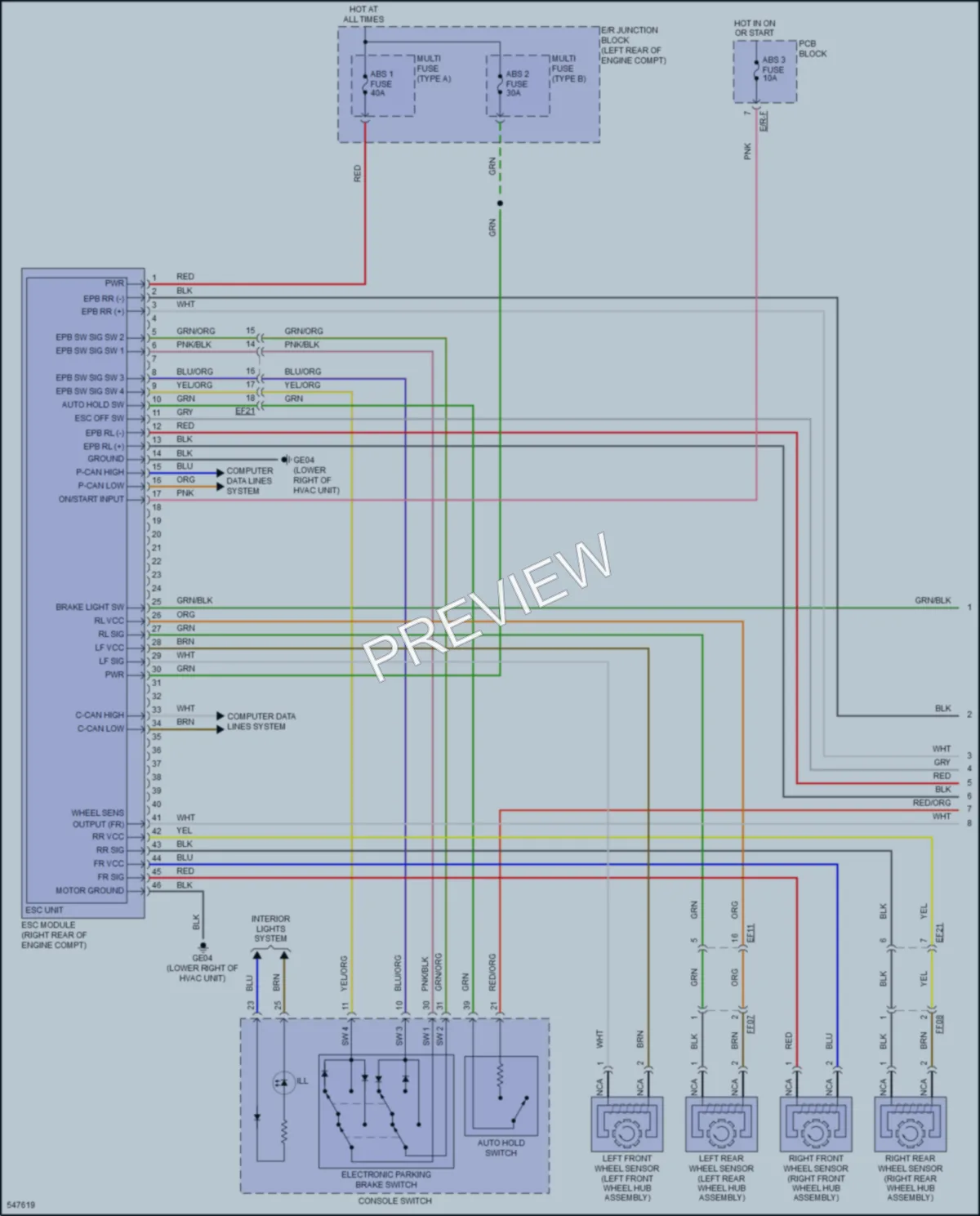 2017 Kia Cadenza Anti Lock Brakes wiring diagram preview