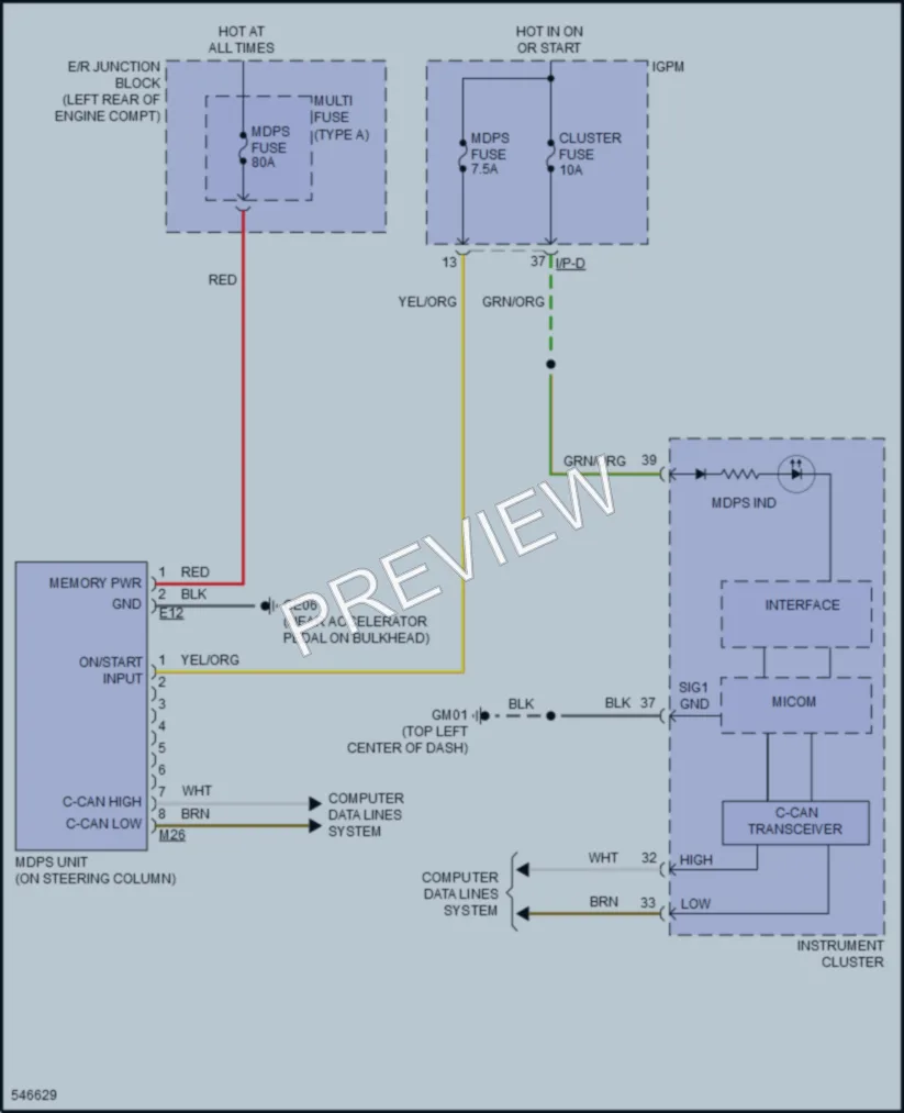 2017 Kia Cadenza Electronic Power Steering wiring diagram preview
