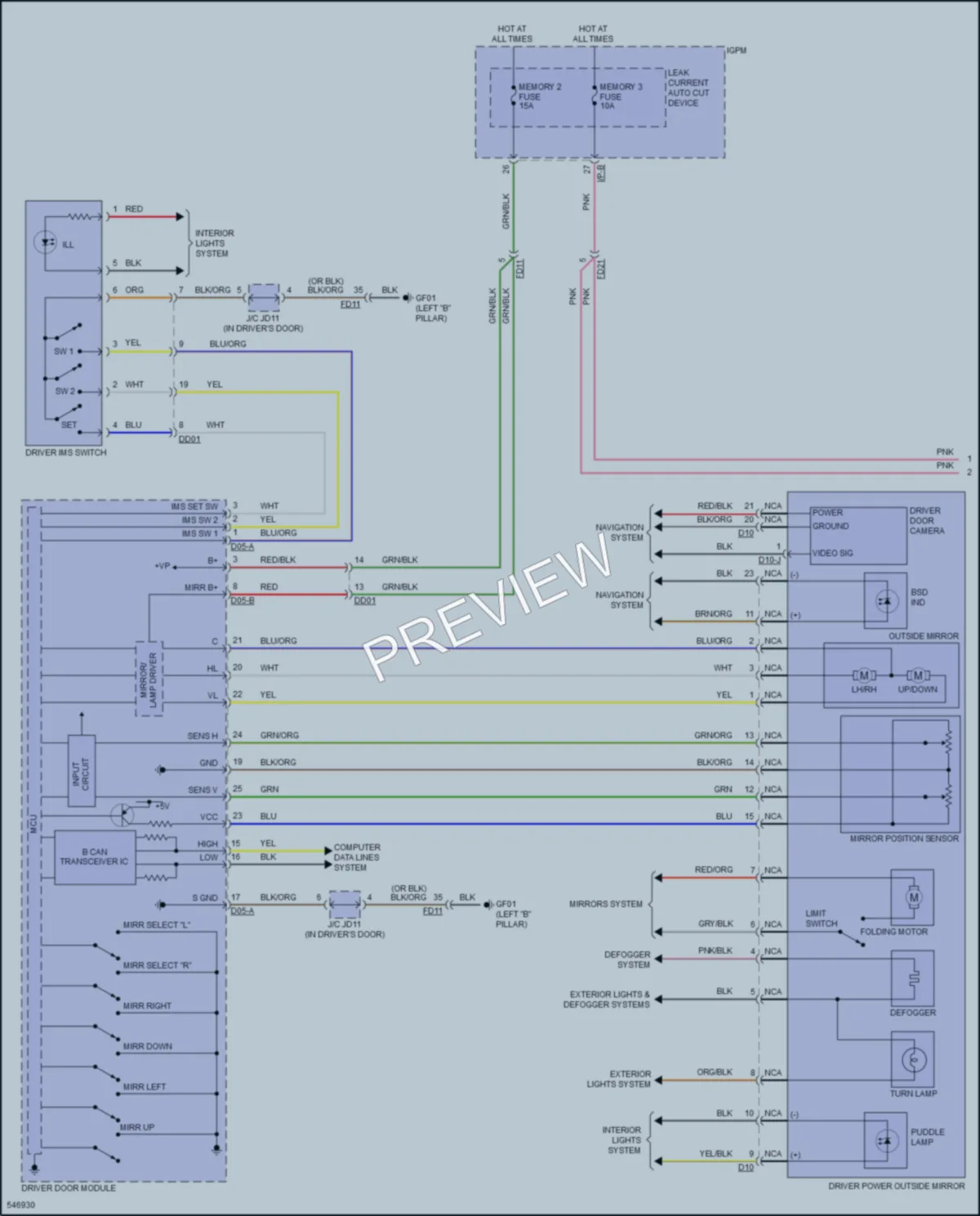 2017 Kia Cadenza Memory Systems wiring diagram preview