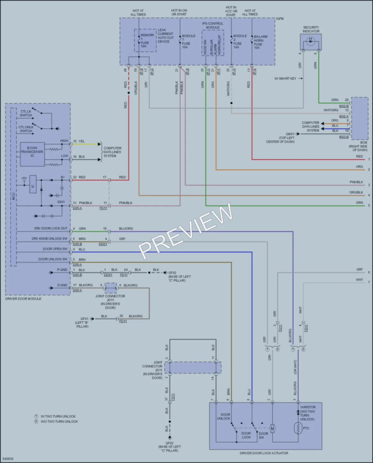 2017 Kia Cadenza Power Door Locks wiring diagram preview