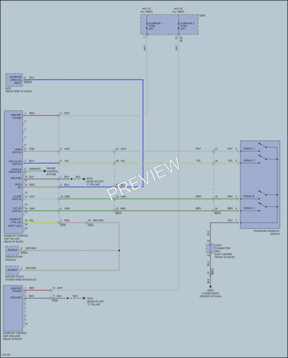 2017 Kia Cadenza Power Top Sunroof wiring diagram preview