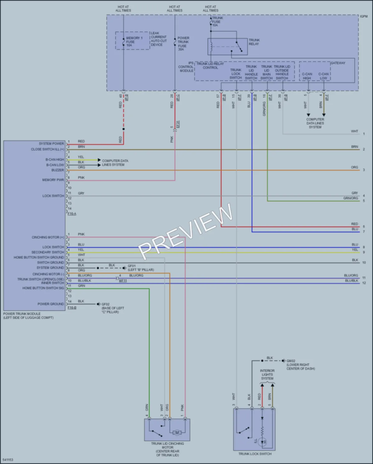 2017 Kia Cadenza Trunk Tailgate Fuel Door wiring diagram preview