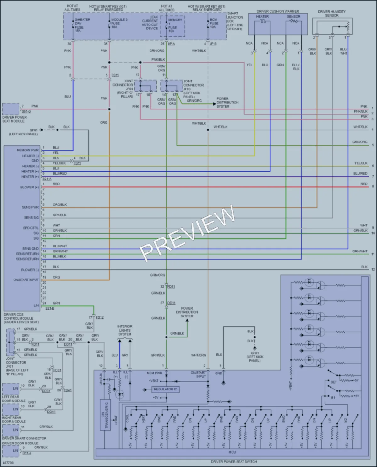 2017 Kia K900 Power Seats wiring diagram preview