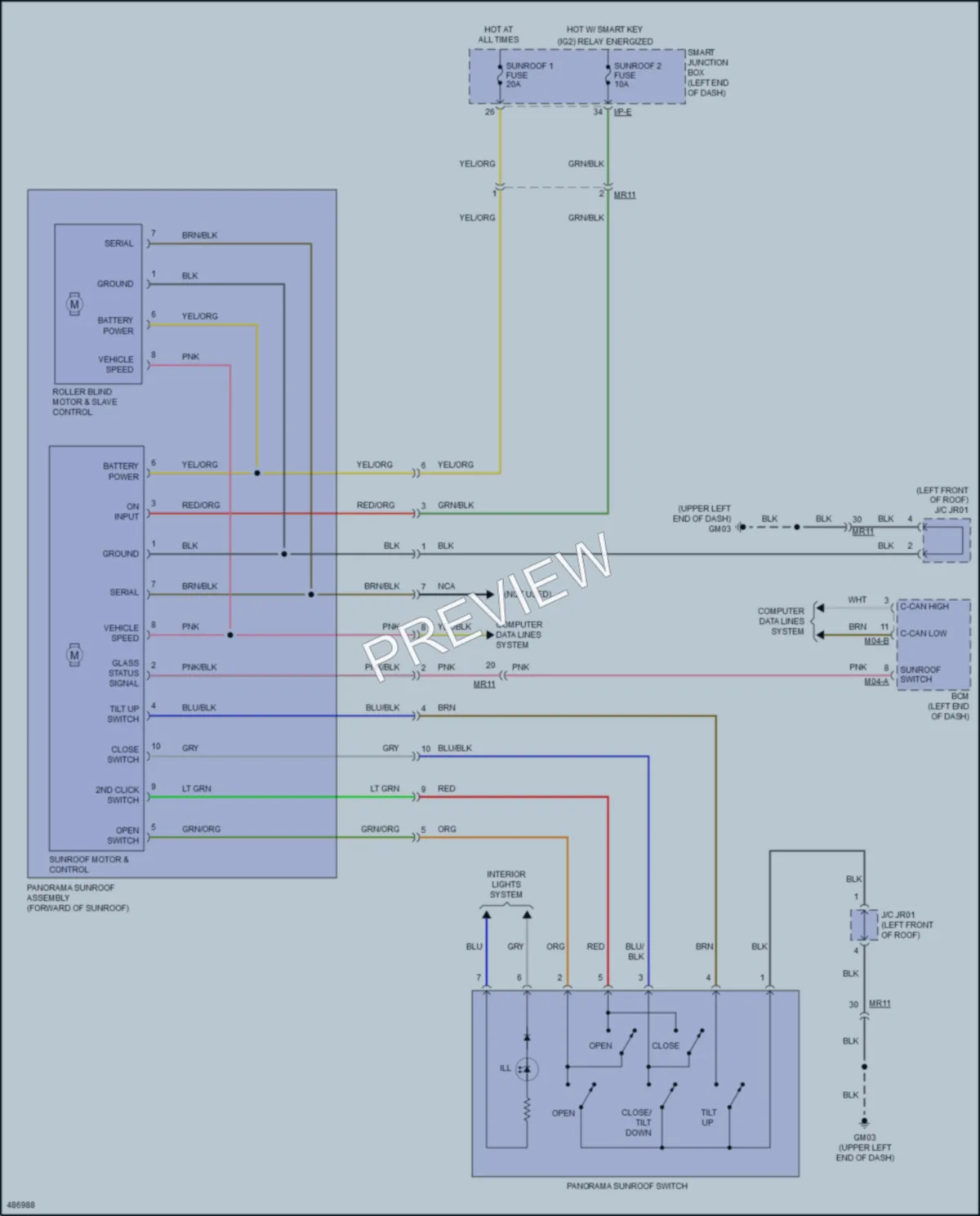 2017 Kia K900 Power Top Sunroof wiring diagram preview