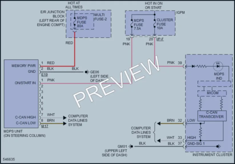 2017 Kia Niro Electronic Power Steering wiring diagram preview