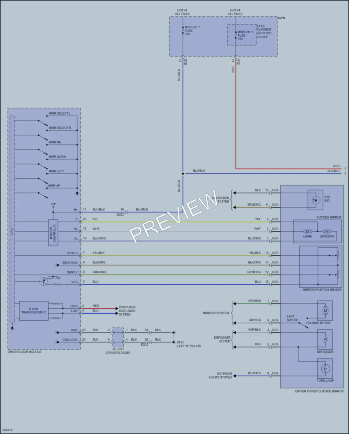 2017 Kia Niro Memory Systems wiring diagram preview
