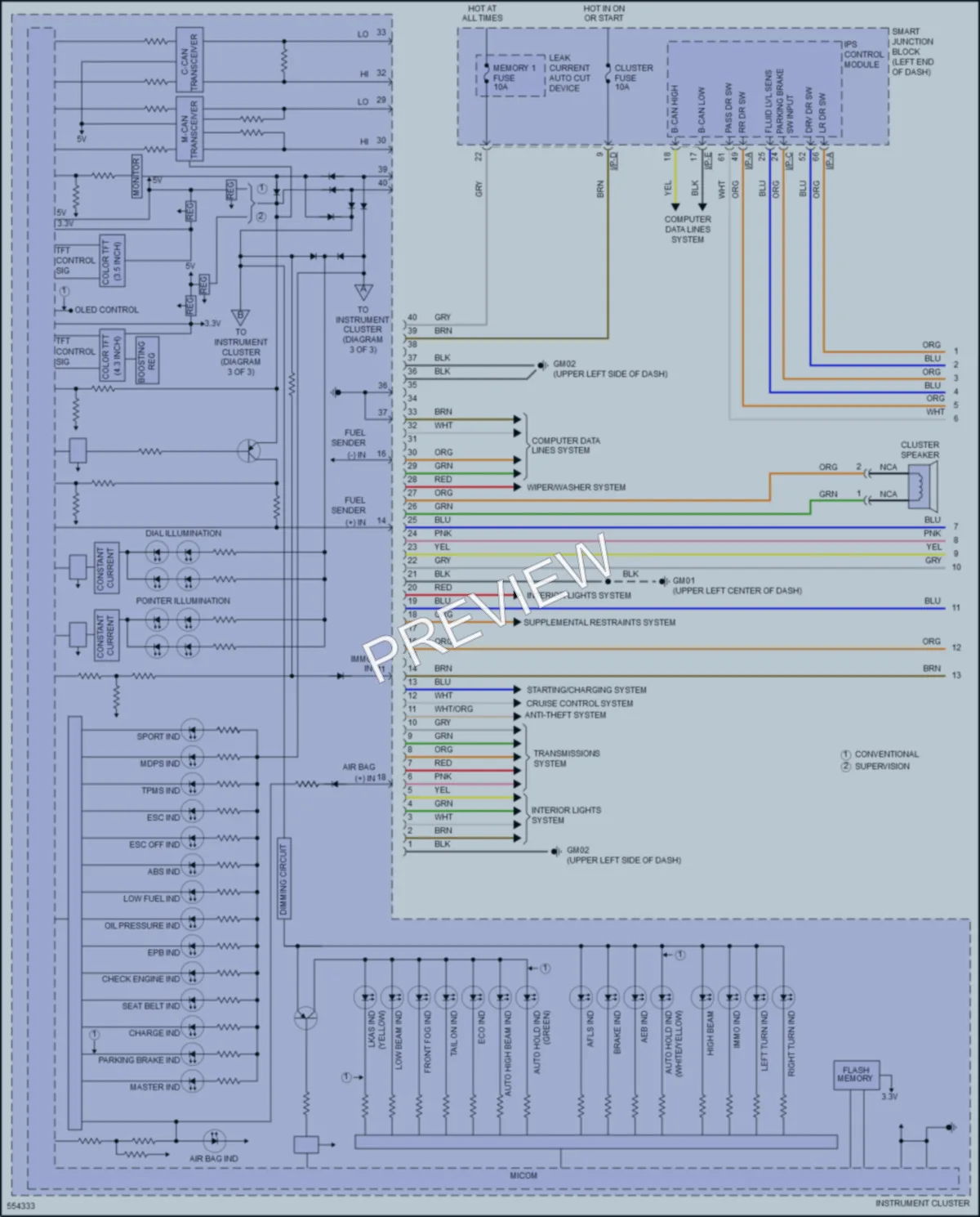 2017 Kia OptimaHybrid Instrument Cluster wiring diagram preview