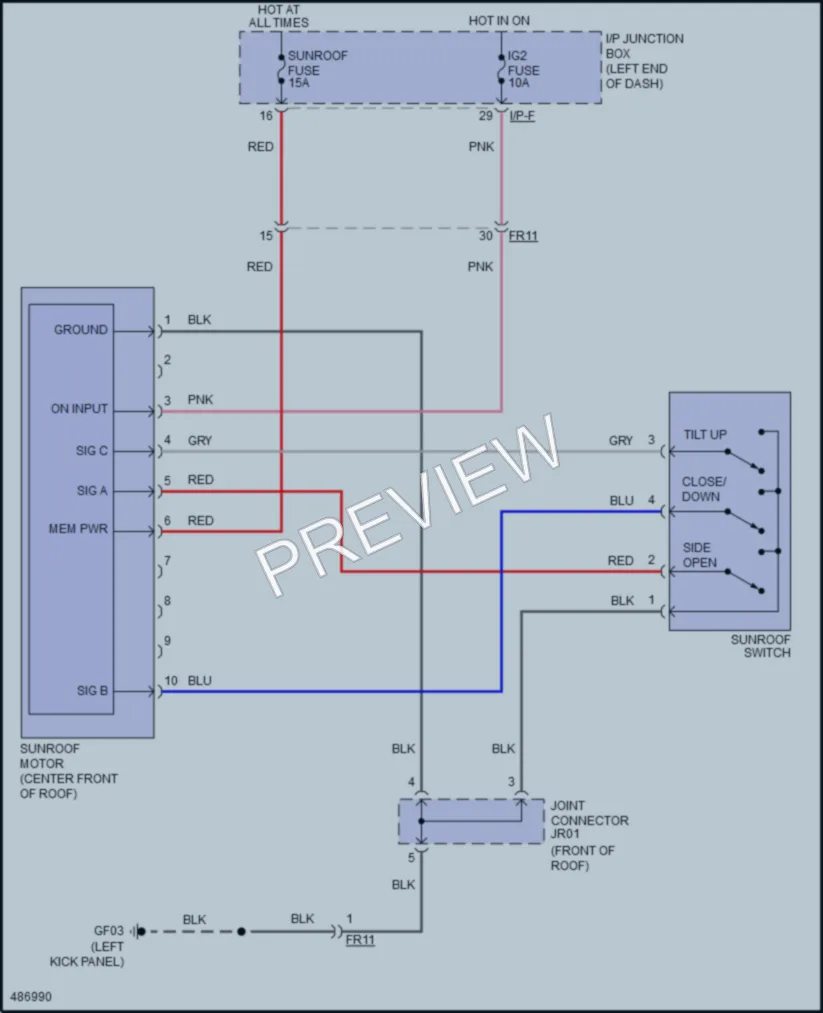 2017 Kia Rio5 Power Top Sunroof wiring diagram preview