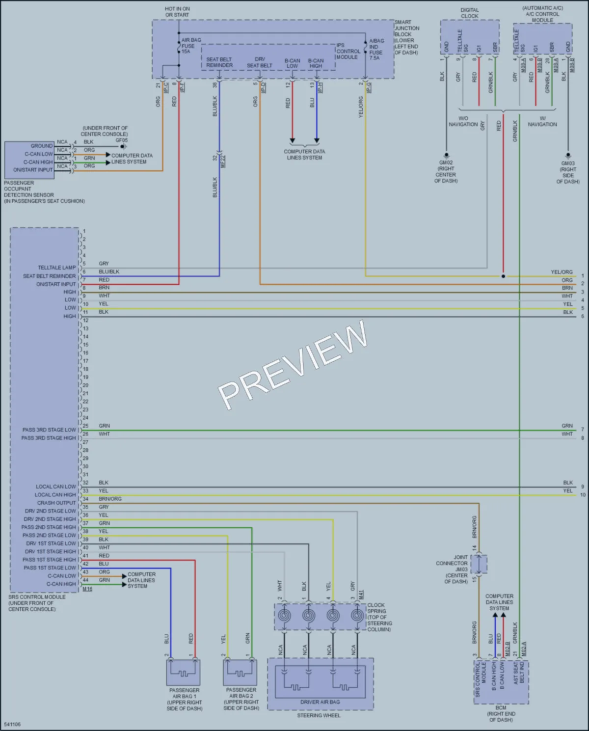 2017 Kia Sedona Supplemental Restraints wiring diagram preview