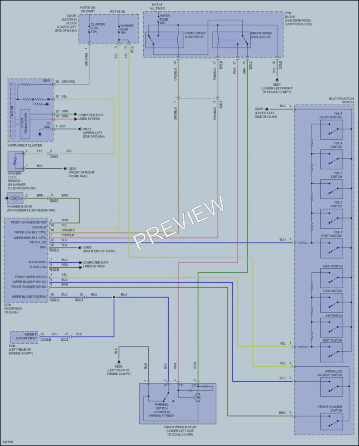 2017 Kia Sedona Wiper Washer wiring diagram preview