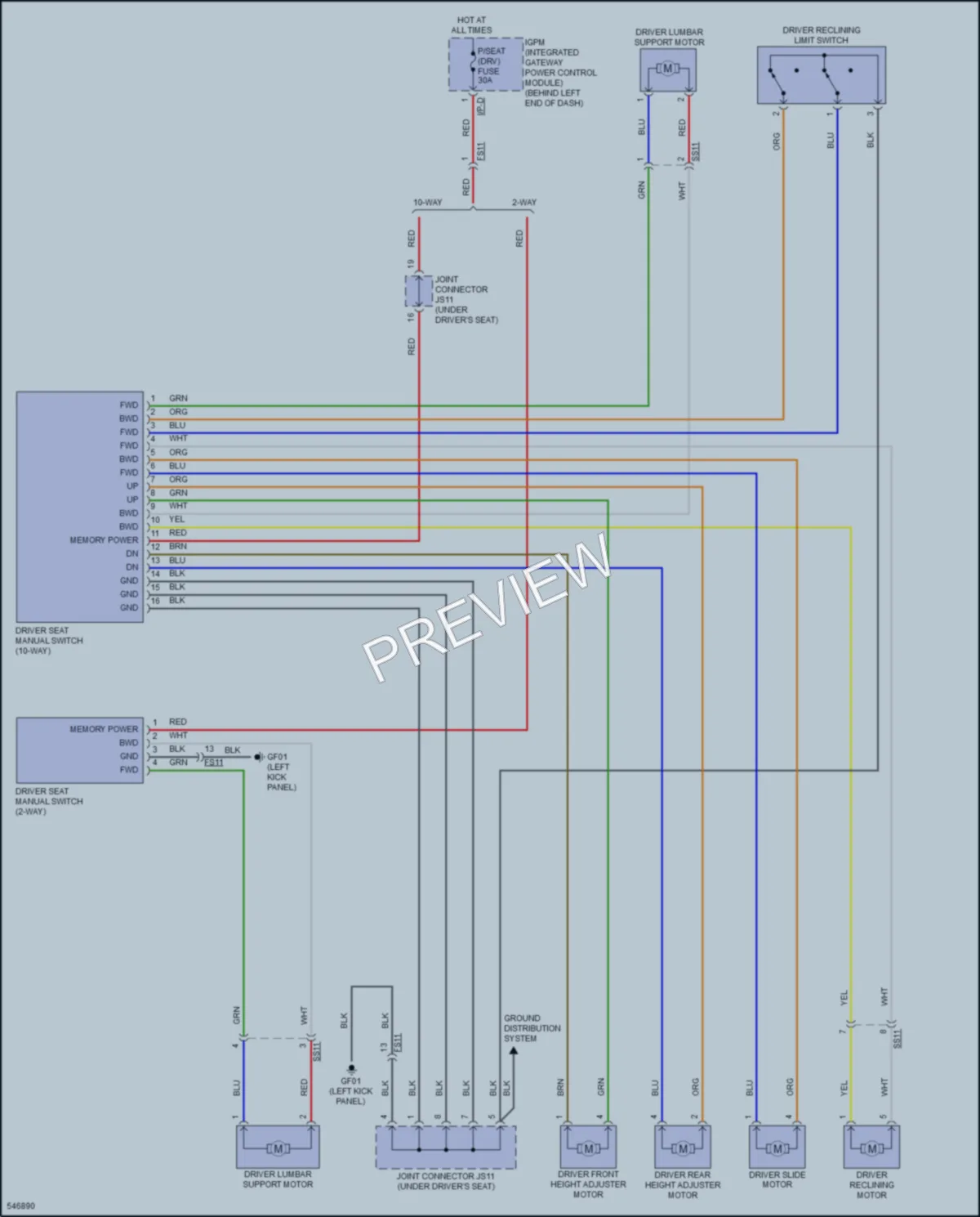 2017 Kia Sorento Power Seats wiring diagram preview