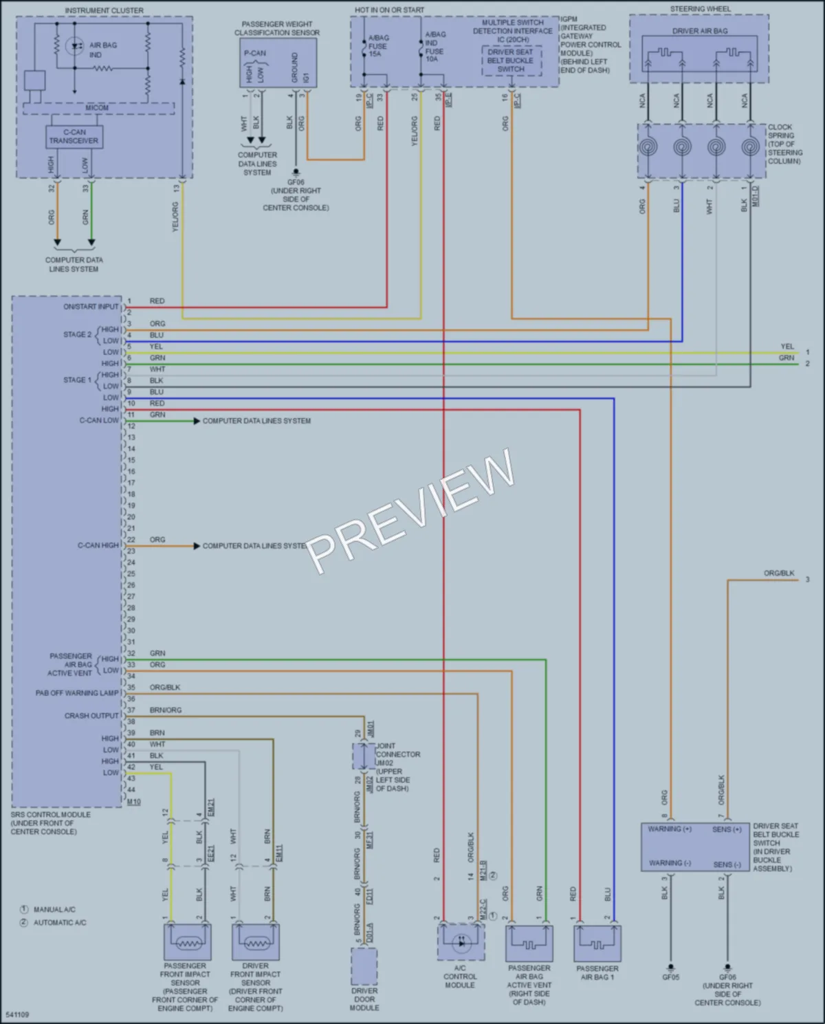 2017 Kia Sorento Supplemental Restraints wiring diagram preview