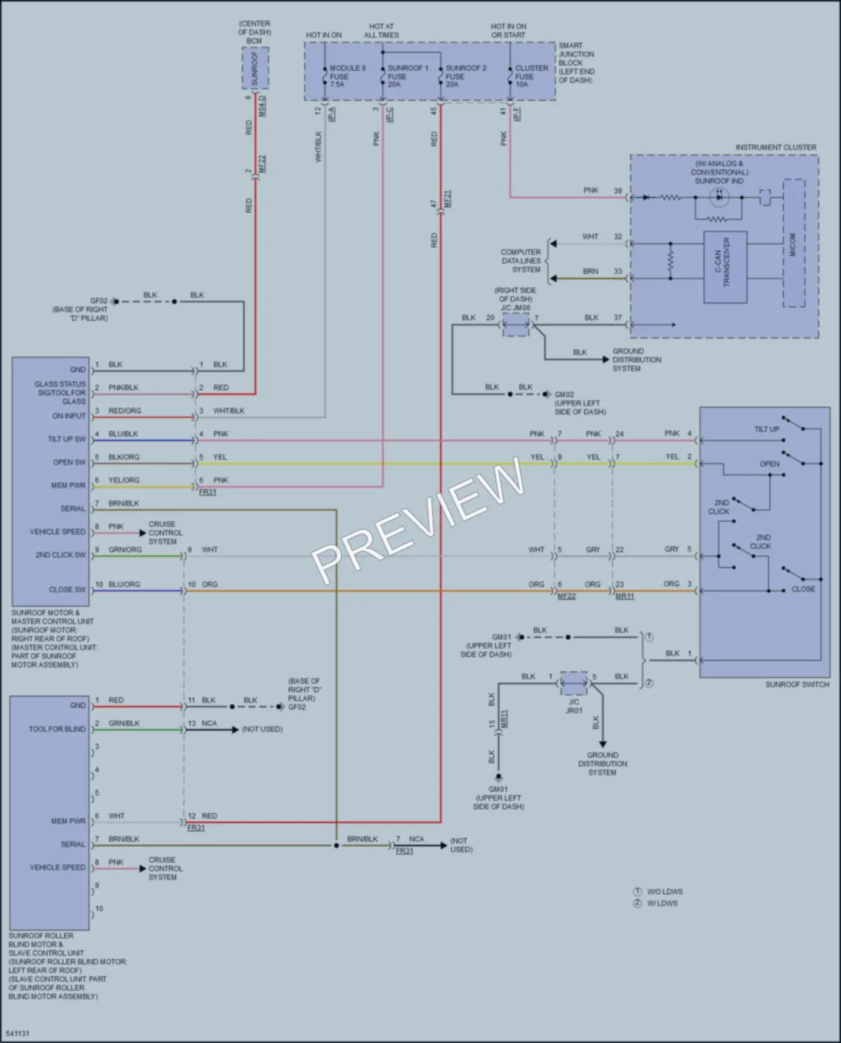 2017 Kia Soul Power Top Sunroof wiring diagram preview
