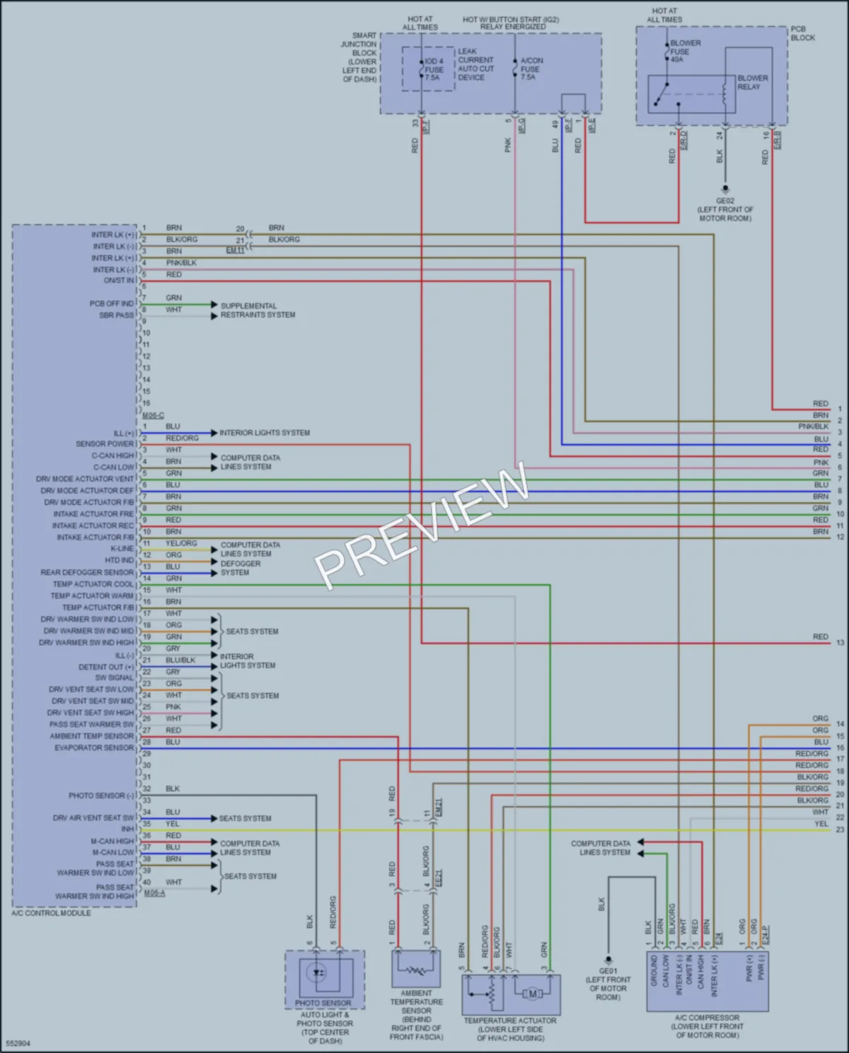 2017 Kia SoulEV Air Conditioning wiring diagram preview
