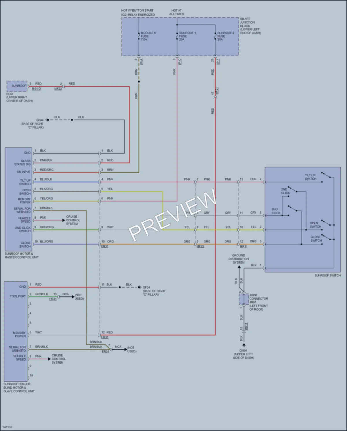 2017 Kia SoulEV Power Top Sunroof wiring diagram preview