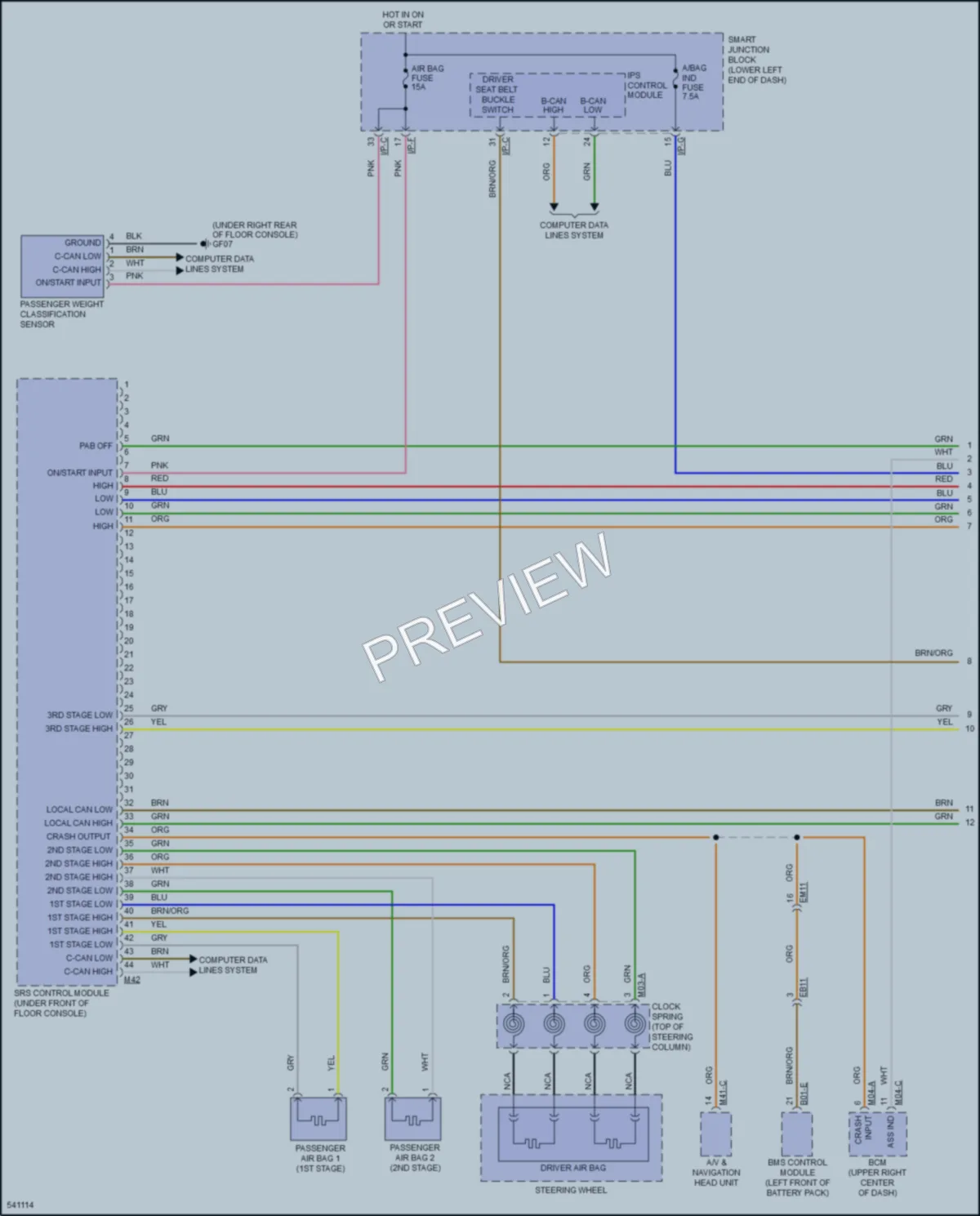 2017 Kia SoulEV Supplemental Restraints wiring diagram preview