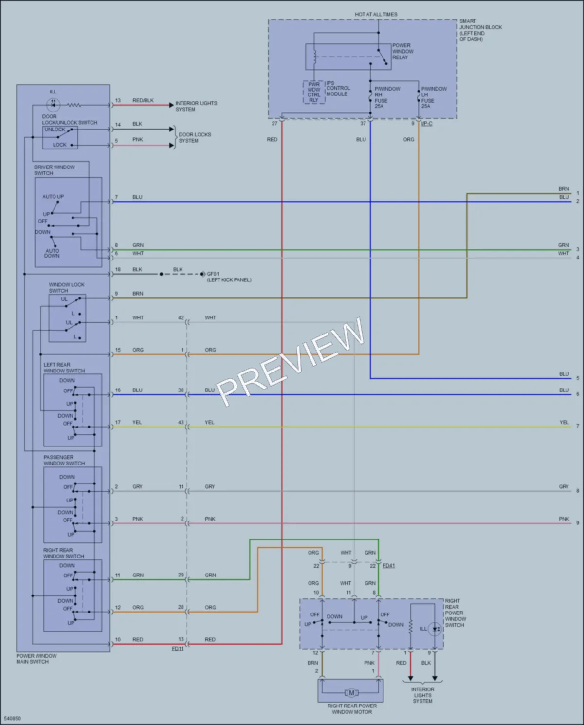 2017 Kia Sportage Power Windows wiring diagram preview