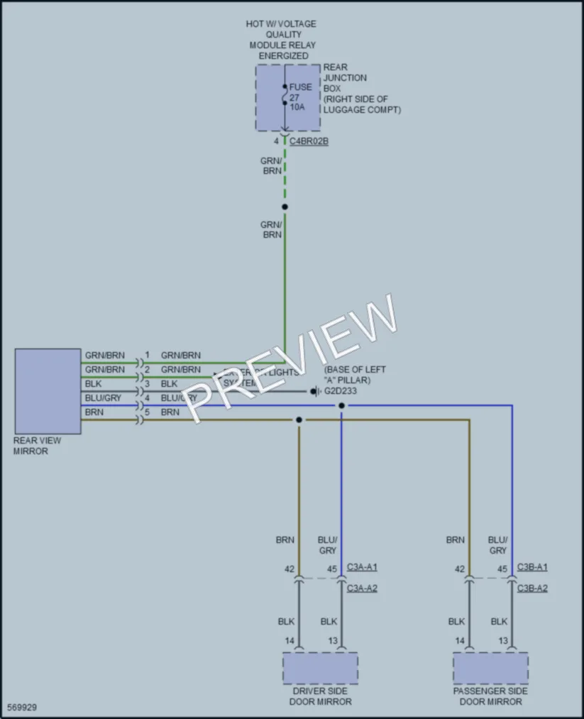 2017 LandRover Discovery Power Mirrors wiring diagram preview