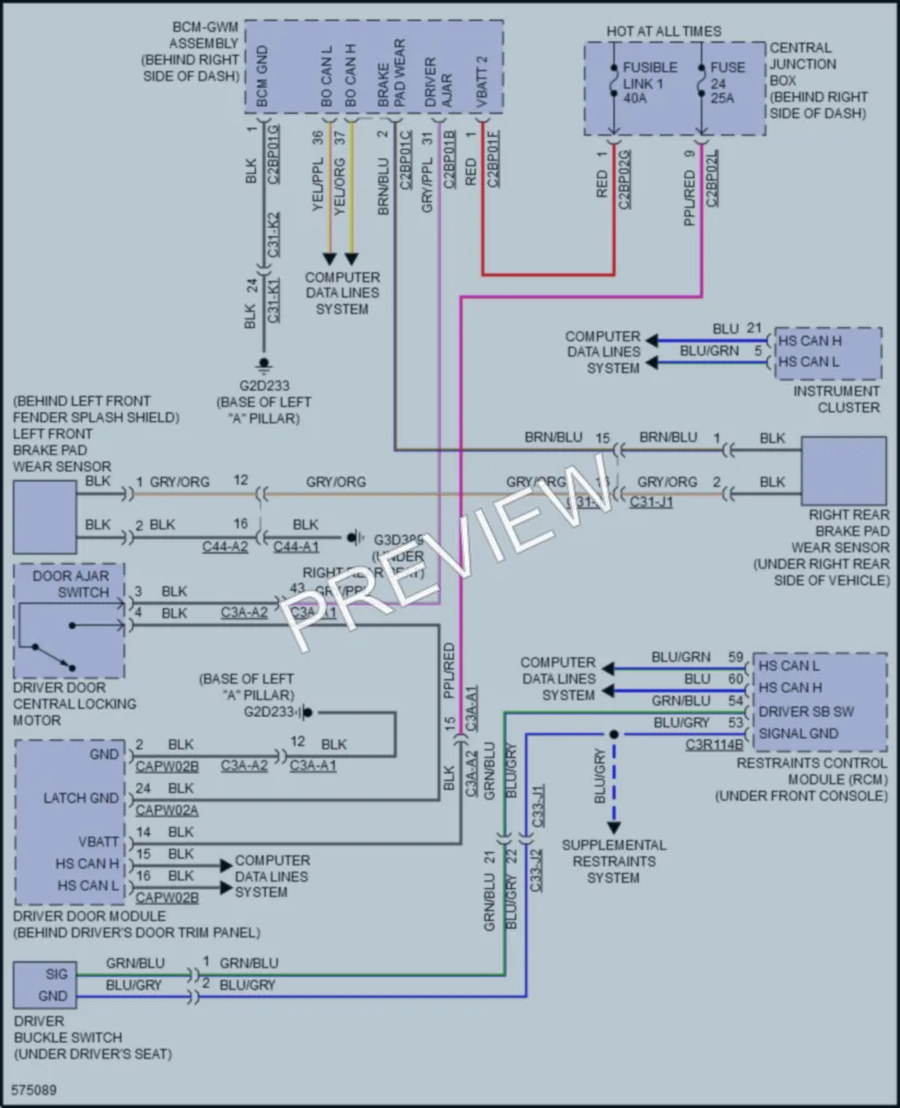2017 LandRover Discovery Warning Systems wiring diagram preview