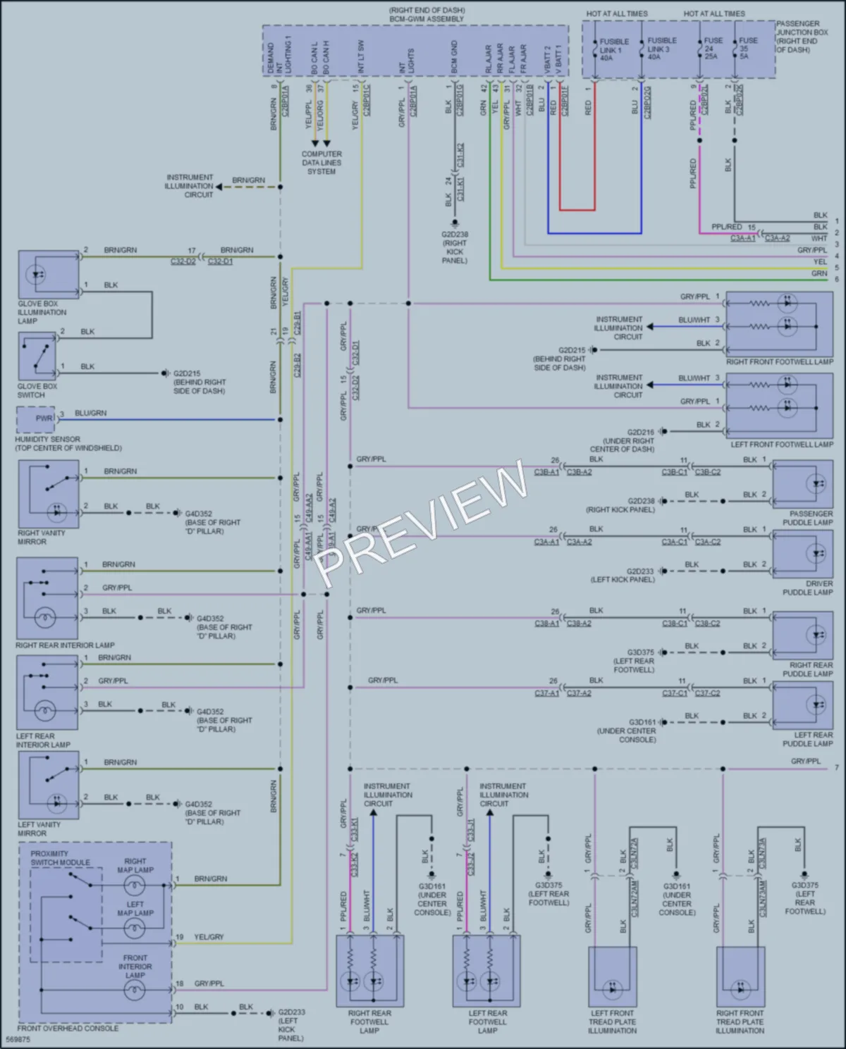 2017 LandRover RangeRover Interior Lights wiring diagram preview
