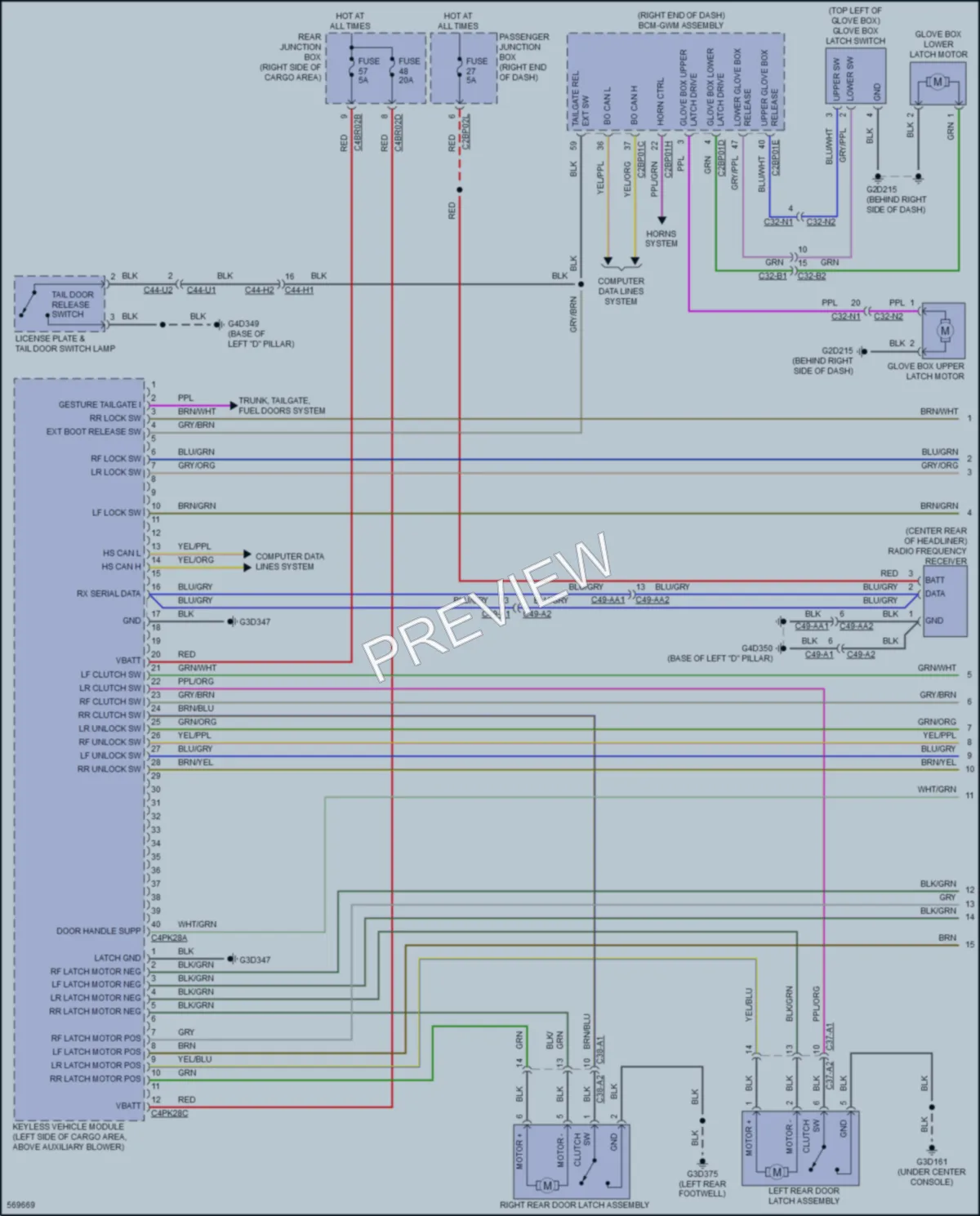 2017 LandRover RangeRover Power Door Locks wiring diagram preview