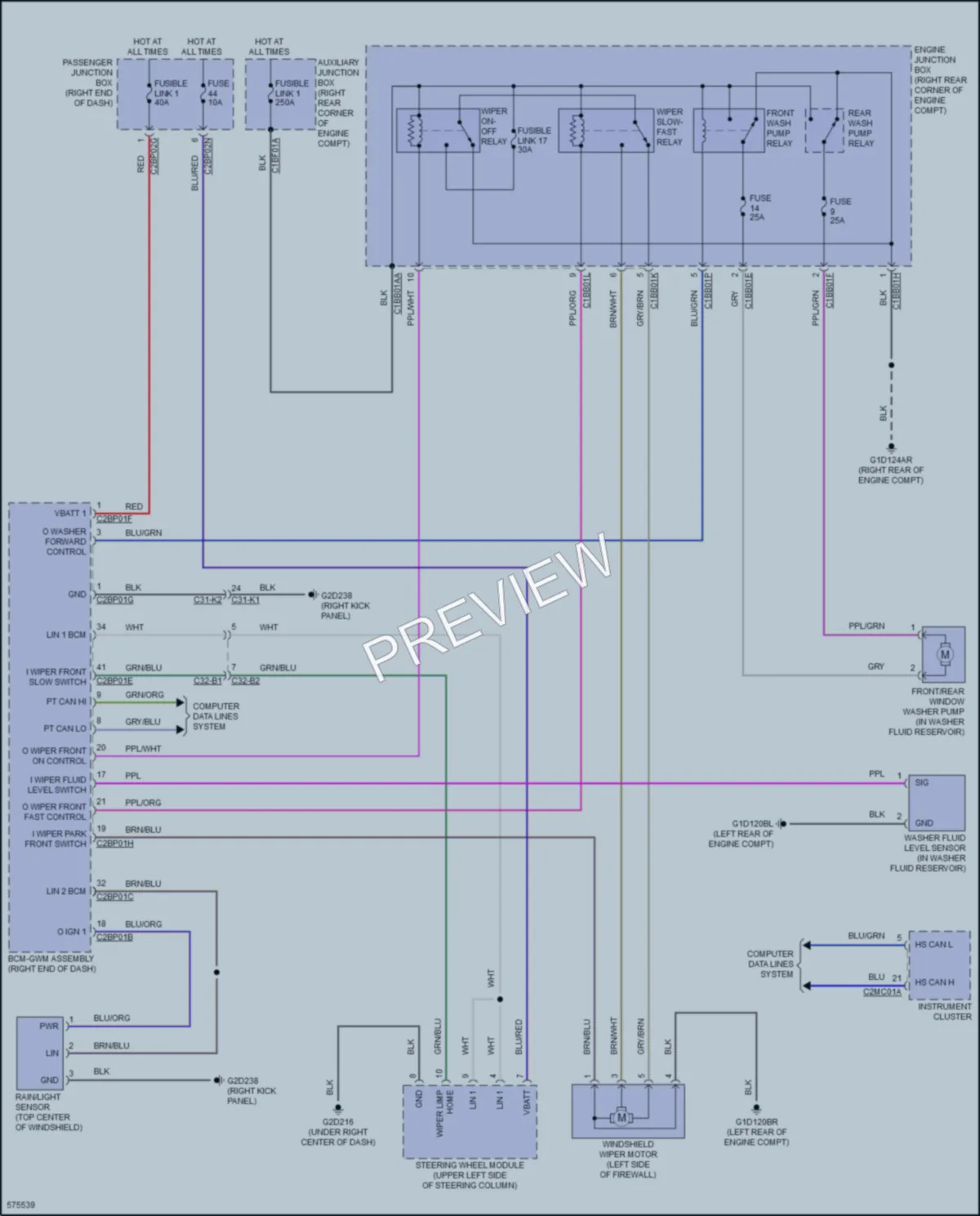 2017 LandRover RangeRover Wiper Washer wiring diagram preview